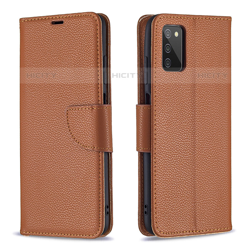 Funda de Cuero Cartera con Soporte Carcasa B06F para Samsung Galaxy M02s Marron