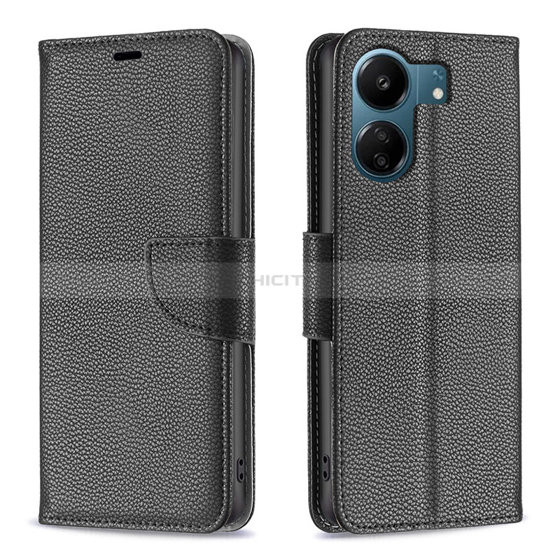 Funda de Cuero Cartera con Soporte Carcasa B06F para Xiaomi Poco C65 Negro