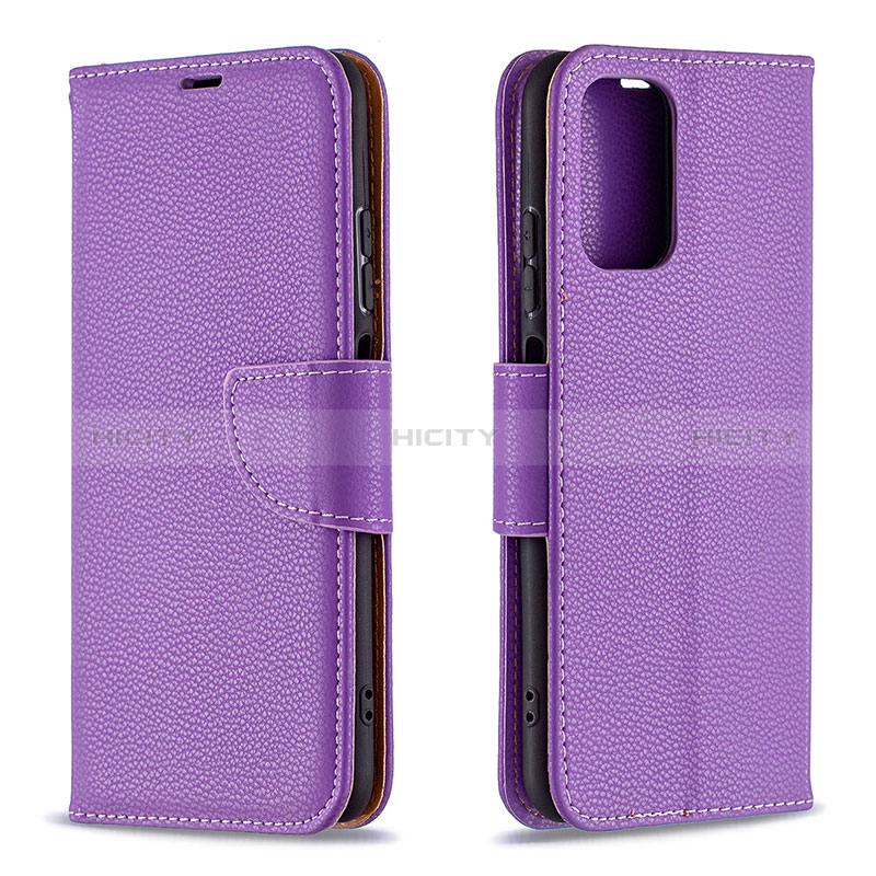 Funda de Cuero Cartera con Soporte Carcasa B06F para Xiaomi Poco M5S Morado