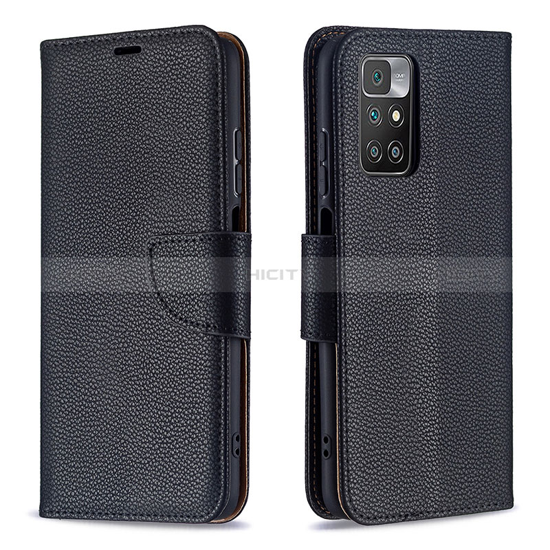 Funda de Cuero Cartera con Soporte Carcasa B06F para Xiaomi Redmi 10 4G Negro