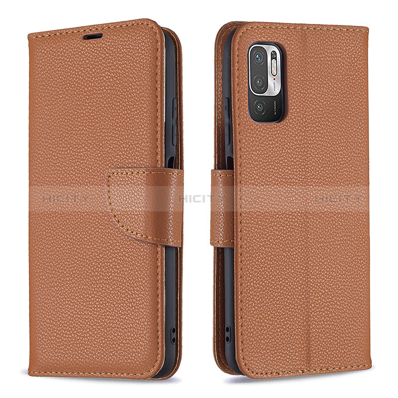 Funda de Cuero Cartera con Soporte Carcasa B06F para Xiaomi Redmi Note 10 5G Marron