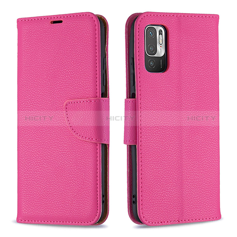 Funda de Cuero Cartera con Soporte Carcasa B06F para Xiaomi Redmi Note 10 5G Rosa Roja