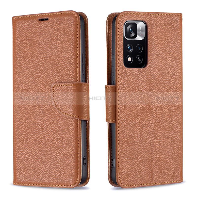 Funda de Cuero Cartera con Soporte Carcasa B06F para Xiaomi Redmi Note 11 Pro+ Plus 5G Marron