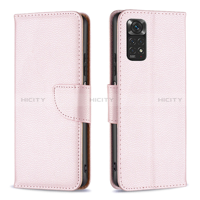 Funda de Cuero Cartera con Soporte Carcasa B06F para Xiaomi Redmi Note 11S 4G Oro Rosa