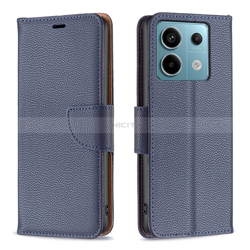 Funda de Cuero Cartera con Soporte Carcasa B06F para Xiaomi Redmi Note 13 Pro 5G Azul