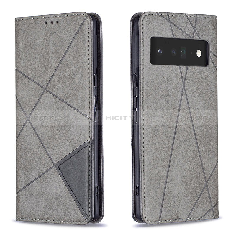 Funda de Cuero Cartera con Soporte Carcasa B07F para Google Pixel 6 Pro 5G Gris