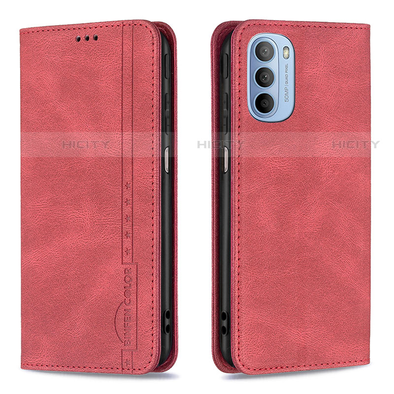 Funda de Cuero Cartera con Soporte Carcasa B07F para Motorola Moto G31 Rojo