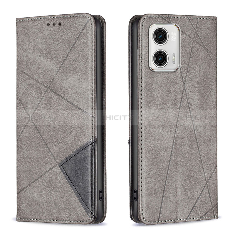 Funda de Cuero Cartera con Soporte Carcasa B07F para Motorola Moto G73 5G Gris