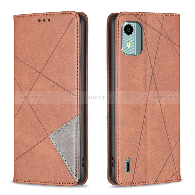 Funda de Cuero Cartera con Soporte Carcasa B07F para Nokia C12 Marron