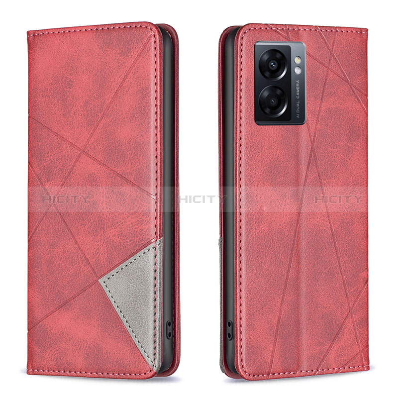 Funda de Cuero Cartera con Soporte Carcasa B07F para Oppo A56S 5G Rojo