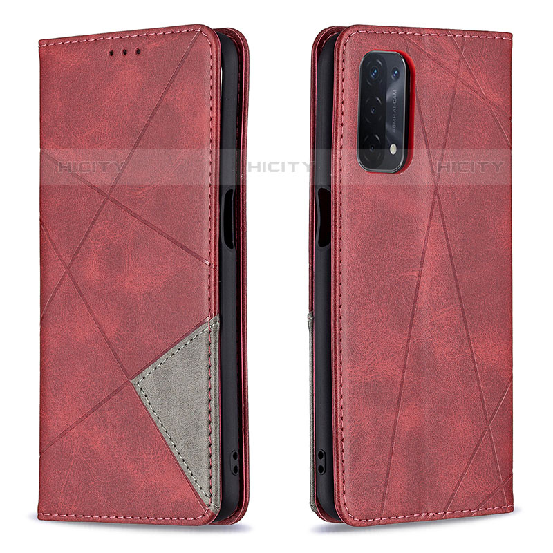 Funda de Cuero Cartera con Soporte Carcasa B07F para Oppo A93 5G Rojo