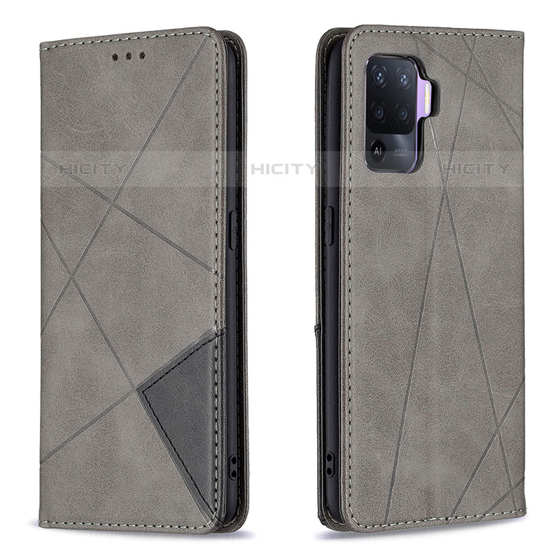 Funda de Cuero Cartera con Soporte Carcasa B07F para Oppo A94 4G Gris