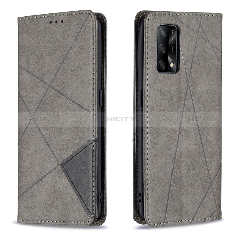 Funda de Cuero Cartera con Soporte Carcasa B07F para Oppo F19 Gris