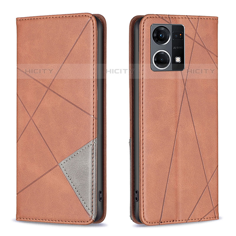 Funda de Cuero Cartera con Soporte Carcasa B07F para Oppo F21 Pro 4G Marron