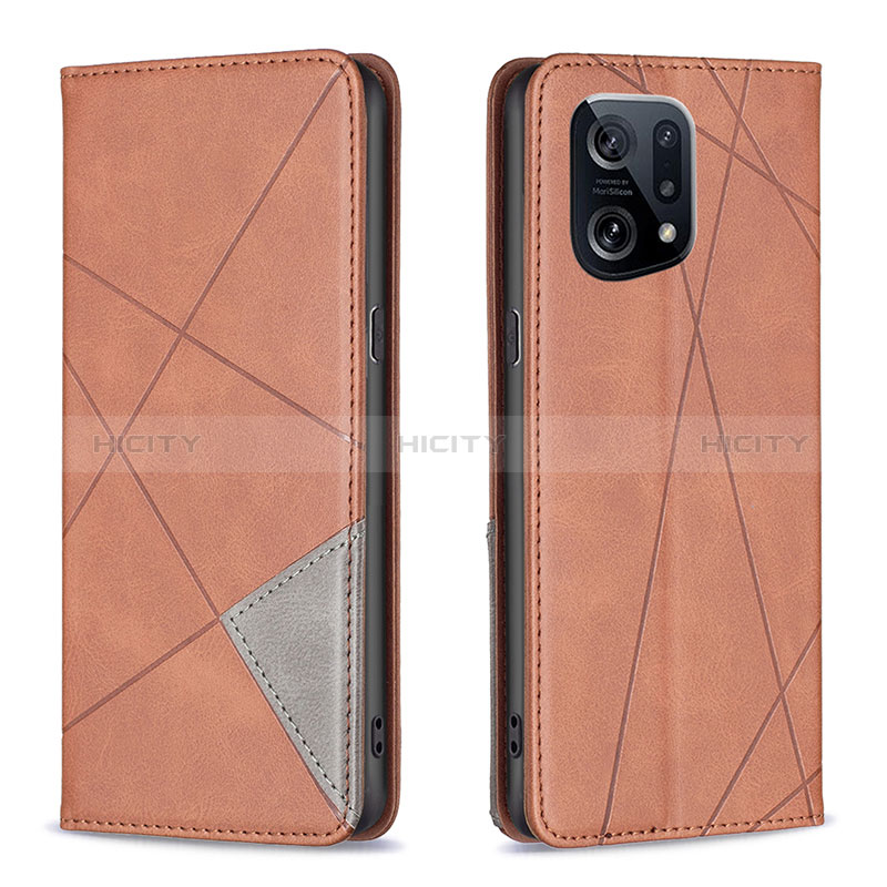 Funda de Cuero Cartera con Soporte Carcasa B07F para Oppo Find X5 5G Marron