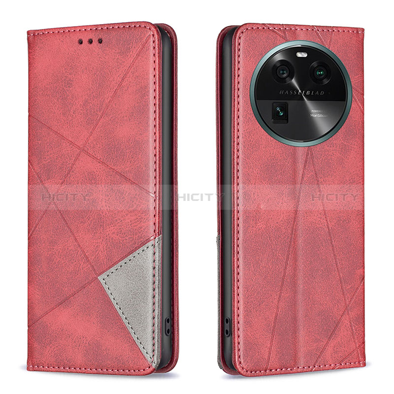 Funda de Cuero Cartera con Soporte Carcasa B07F para Oppo Find X6 Pro 5G Rojo