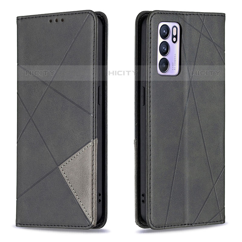 Funda de Cuero Cartera con Soporte Carcasa B07F para Oppo Reno6 5G Negro