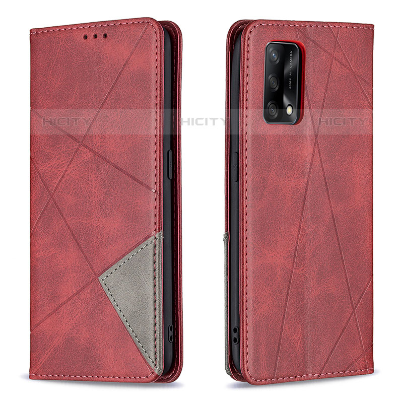 Funda de Cuero Cartera con Soporte Carcasa B07F para Oppo Reno6 Lite Rojo