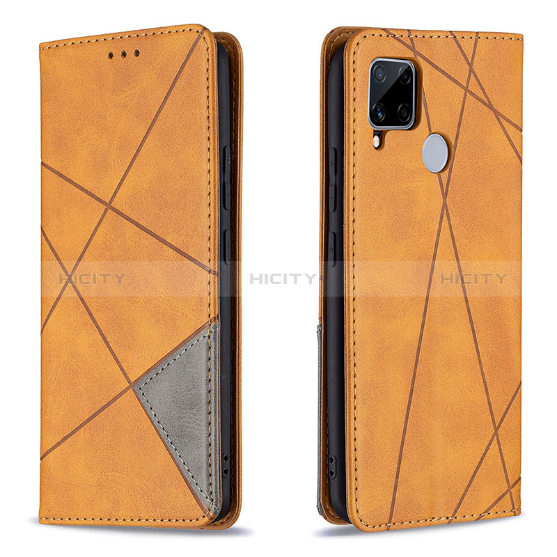 Funda de Cuero Cartera con Soporte Carcasa B07F para Realme 7i RMX2193 Marron Claro