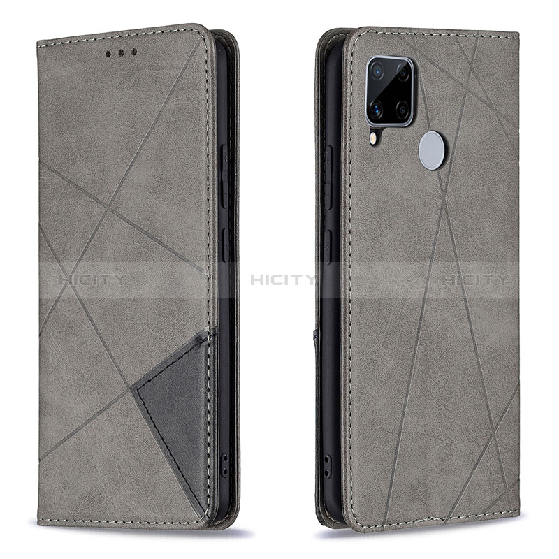 Funda de Cuero Cartera con Soporte Carcasa B07F para Realme C12 Gris