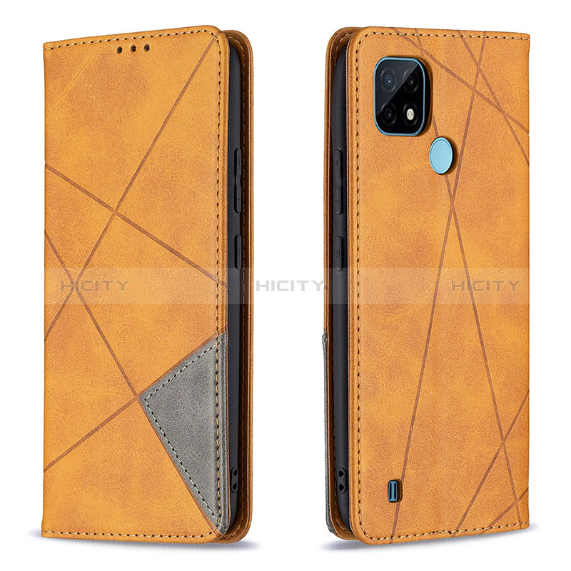 Funda de Cuero Cartera con Soporte Carcasa B07F para Realme C21 Marron Claro