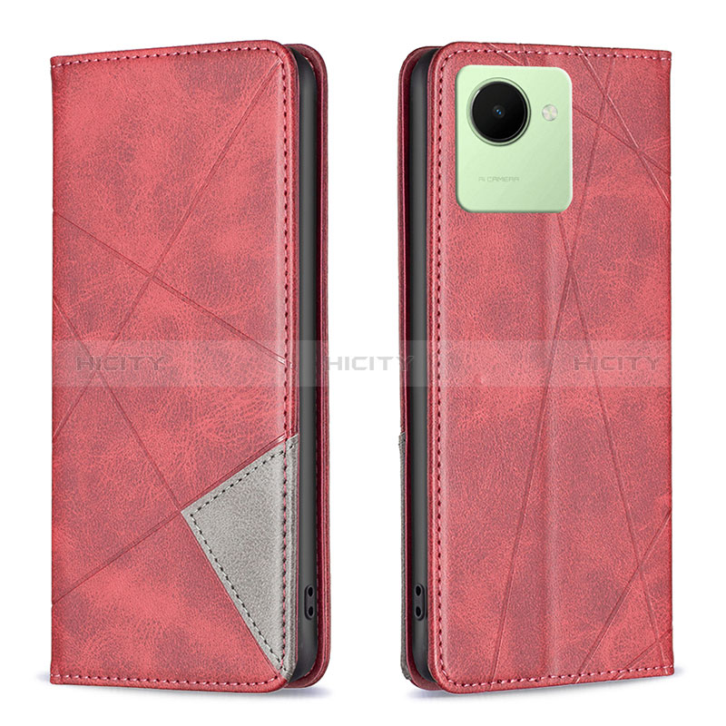 Funda de Cuero Cartera con Soporte Carcasa B07F para Realme C30 Rojo