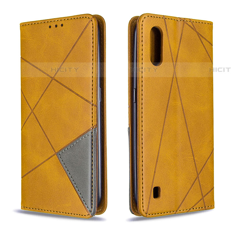 Funda de Cuero Cartera con Soporte Carcasa B07F para Samsung Galaxy A01 SM-A015 Marron Claro