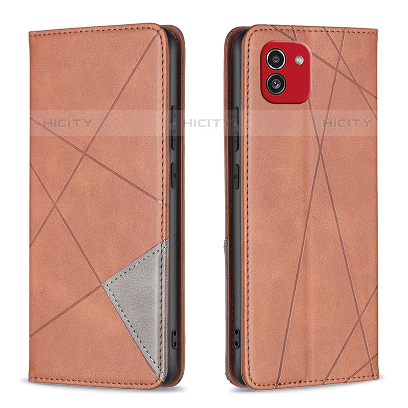 Funda de Cuero Cartera con Soporte Carcasa B07F para Samsung Galaxy A03 Marron