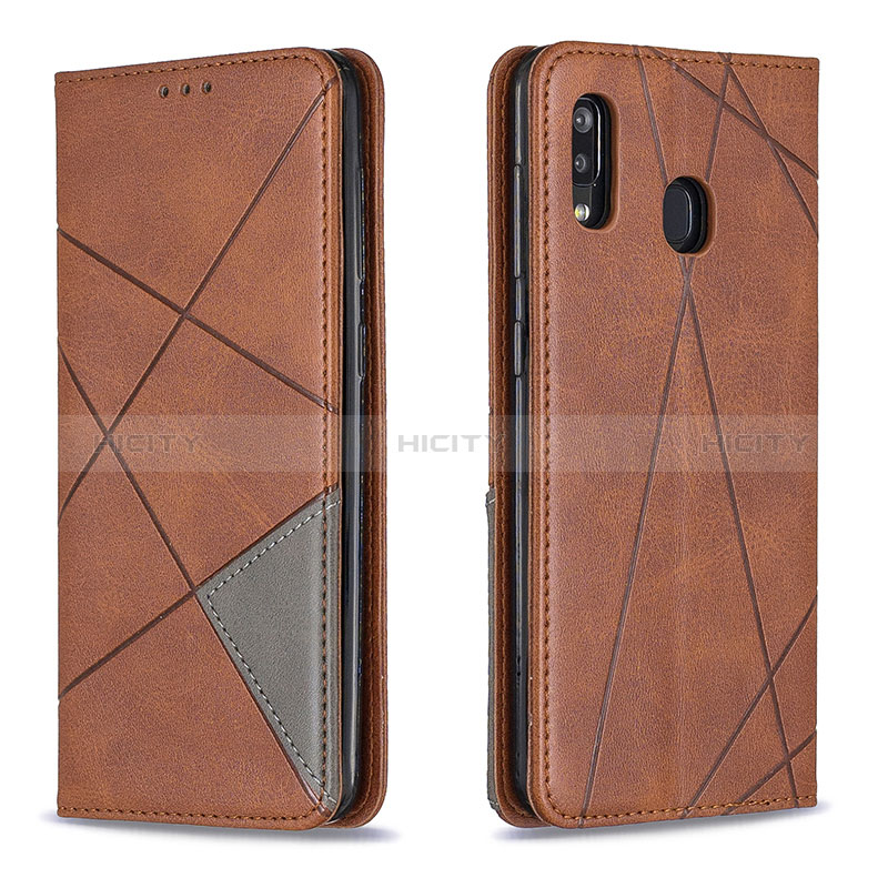 Funda de Cuero Cartera con Soporte Carcasa B07F para Samsung Galaxy A20 Marron