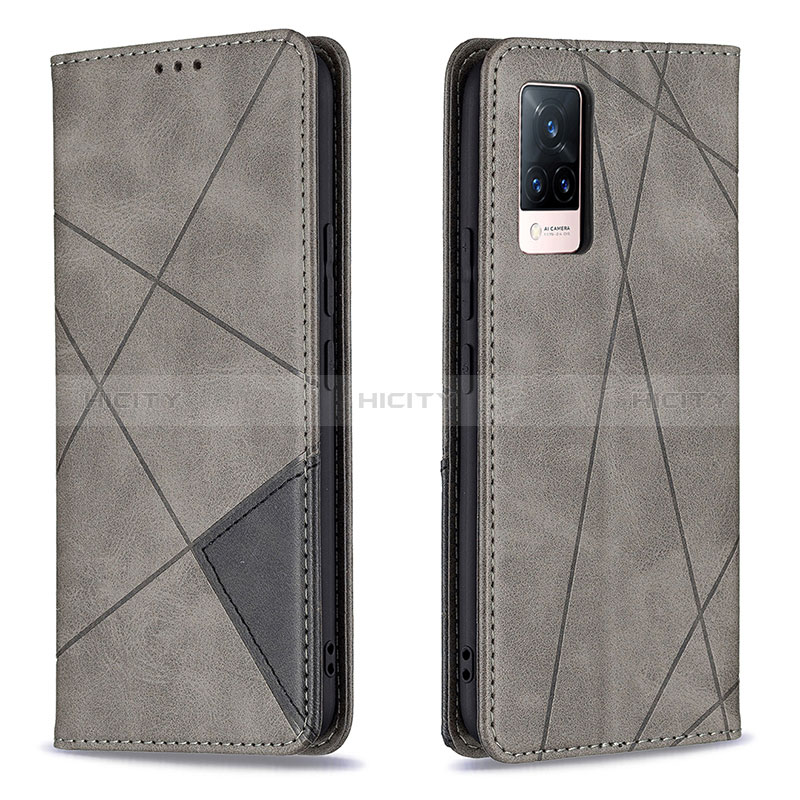 Funda de Cuero Cartera con Soporte Carcasa B07F para Vivo V21 5G Gris