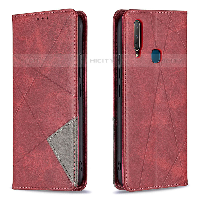 Funda de Cuero Cartera con Soporte Carcasa B07F para Vivo Y12 Rojo