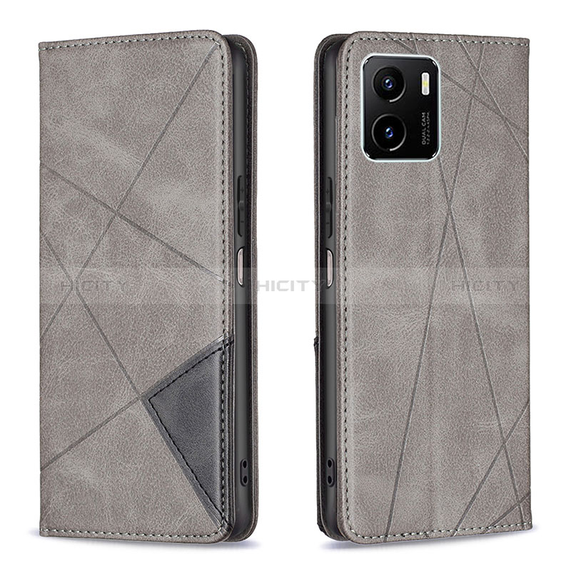 Funda de Cuero Cartera con Soporte Carcasa B07F para Vivo Y15A Gris