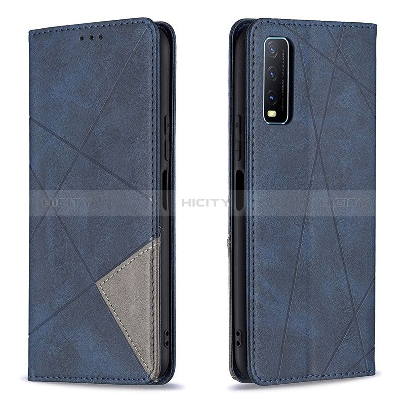 Funda de Cuero Cartera con Soporte Carcasa B07F para Vivo Y20a Azul