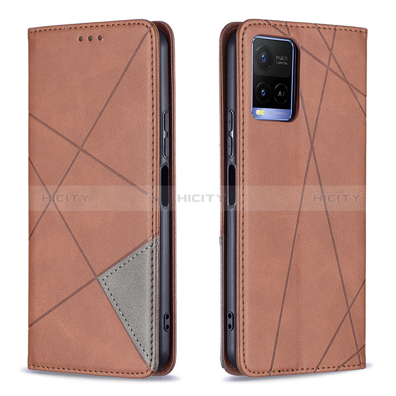 Funda de Cuero Cartera con Soporte Carcasa B07F para Vivo Y21 Marron