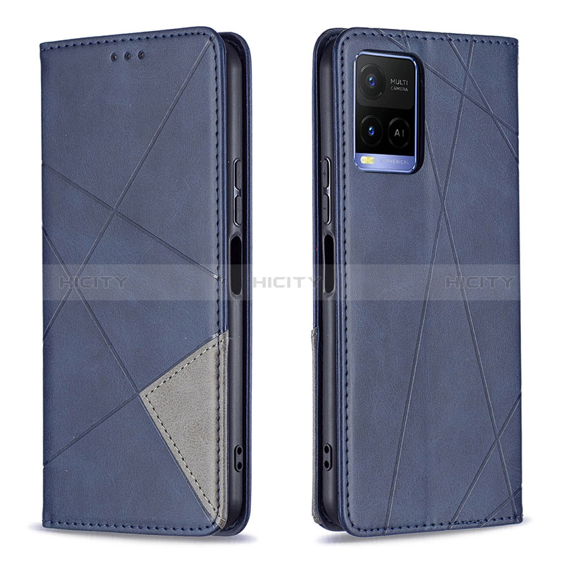 Funda de Cuero Cartera con Soporte Carcasa B07F para Vivo Y21t Azul