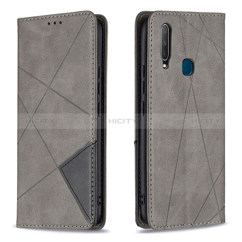 Funda de Cuero Cartera con Soporte Carcasa B07F para Vivo Y3s Gris