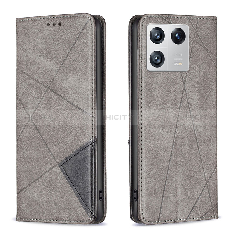 Funda de Cuero Cartera con Soporte Carcasa B07F para Xiaomi Mi 13 5G Gris