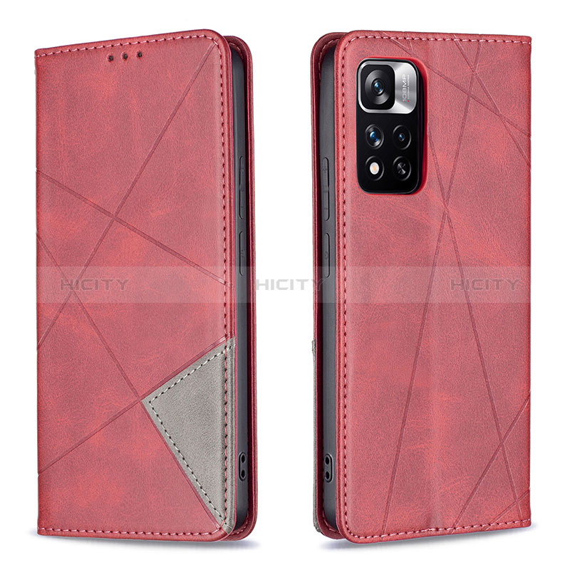 Funda de Cuero Cartera con Soporte Carcasa B07F para Xiaomi Poco X4 NFC Rojo