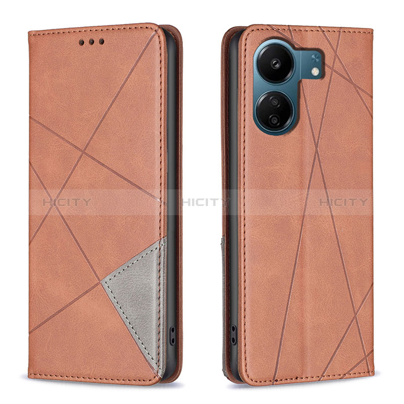 Funda de Cuero Cartera con Soporte Carcasa B07F para Xiaomi Redmi 13C Marron