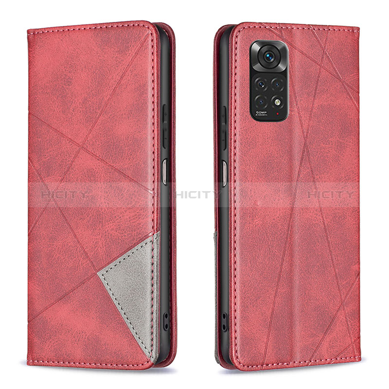 Funda de Cuero Cartera con Soporte Carcasa B07F para Xiaomi Redmi Note 11 4G (2022) Rojo