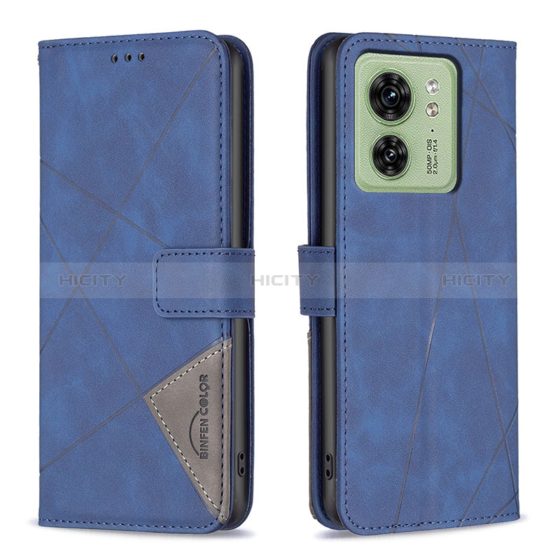 Funda de Cuero Cartera con Soporte Carcasa B08F para Motorola Moto Edge (2023) 5G Azul