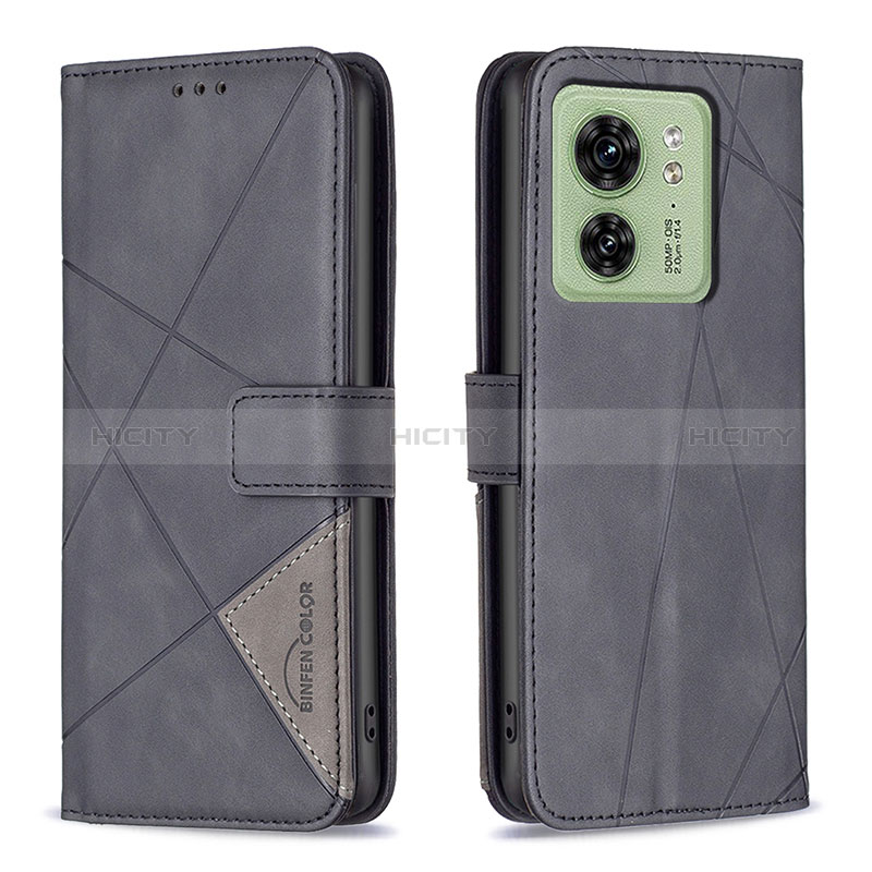 Funda de Cuero Cartera con Soporte Carcasa B08F para Motorola Moto Edge (2023) 5G Negro