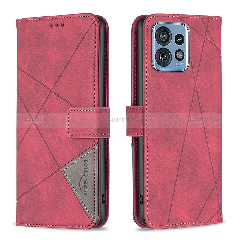 Funda de Cuero Cartera con Soporte Carcasa B08F para Motorola Moto Edge Plus (2023) 5G Rojo