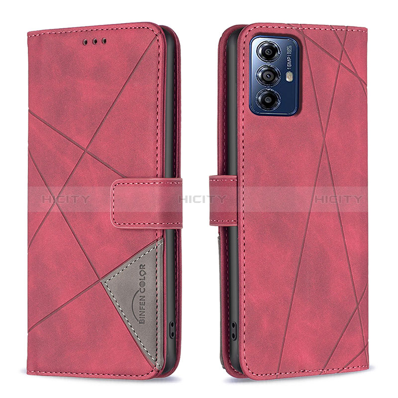 Funda de Cuero Cartera con Soporte Carcasa B08F para Motorola Moto G Play (2023) Rojo