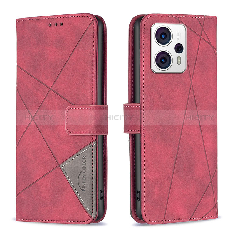 Funda de Cuero Cartera con Soporte Carcasa B08F para Motorola Moto G13 Rojo