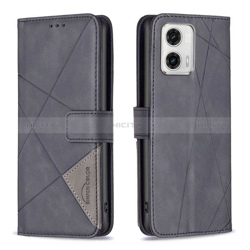 Funda de Cuero Cartera con Soporte Carcasa B08F para Motorola Moto G73 5G Negro