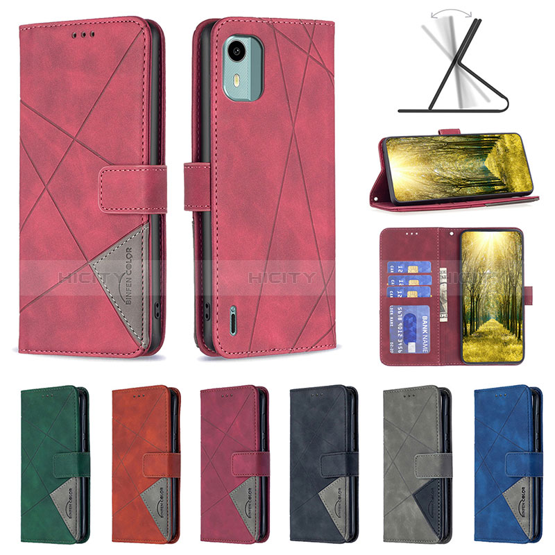 Funda de Cuero Cartera con Soporte Carcasa B08F para Nokia C12 Plus