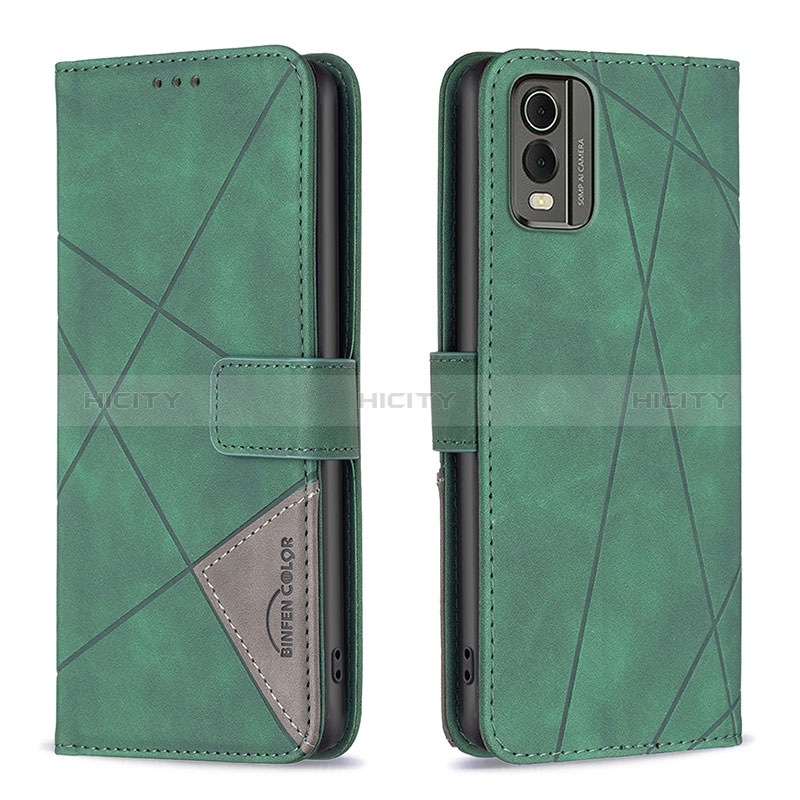 Funda de Cuero Cartera con Soporte Carcasa B08F para Nokia C32 Verde