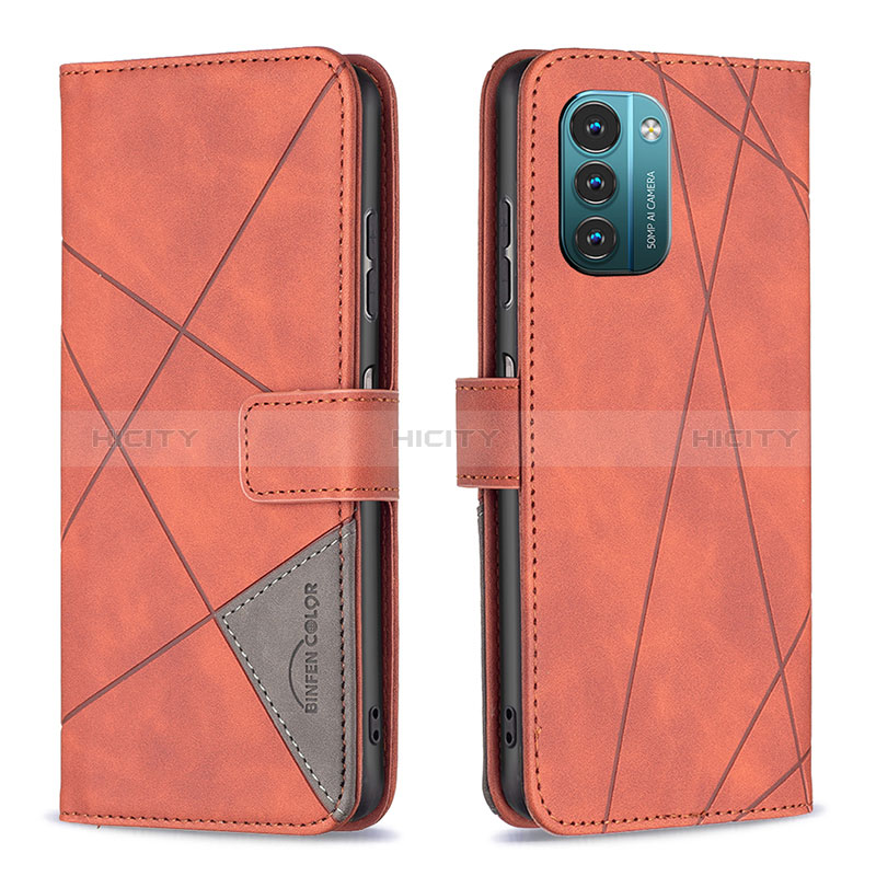 Funda de Cuero Cartera con Soporte Carcasa B08F para Nokia G11 Naranja