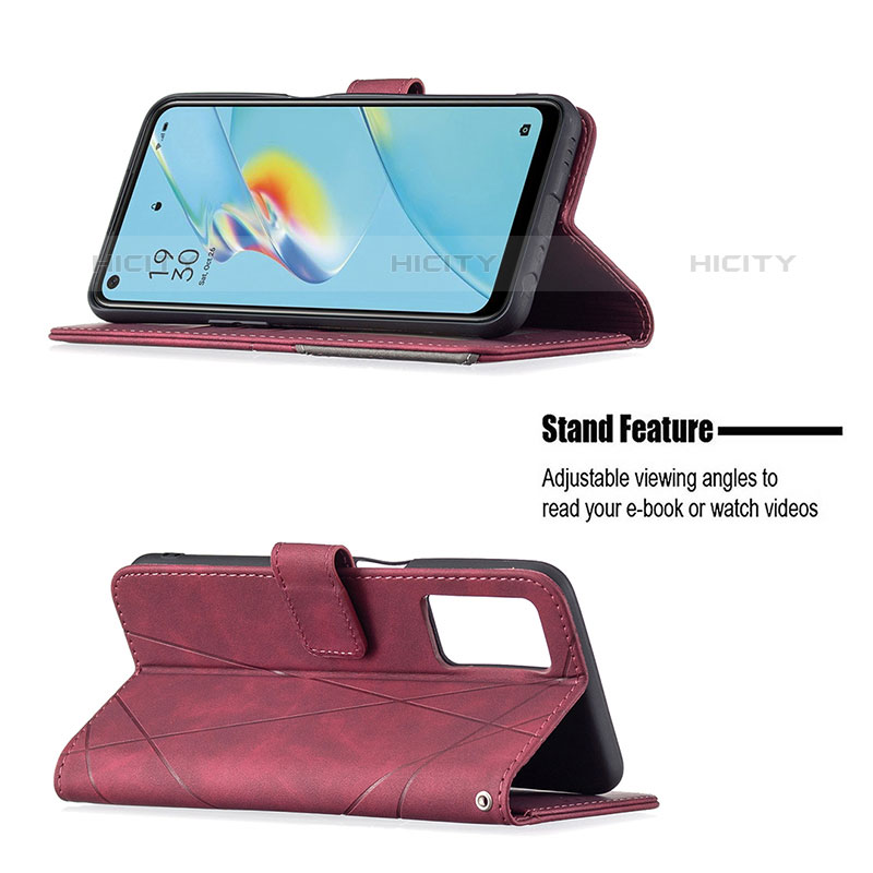 Funda de Cuero Cartera con Soporte Carcasa B08F para Oppo A54 4G